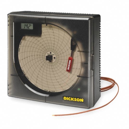 DICKSON, Circular Chart Recorders, 4 ft. Wire Bead Probe/AC Adapter/Red ...