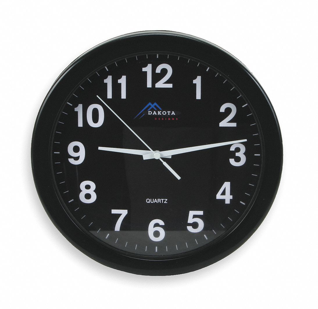 GRAINGER APPROVED Wall Clock Manual, Arabic, Round, 10 1/4 in Overall Dia., 8 7/8 in Face Dia