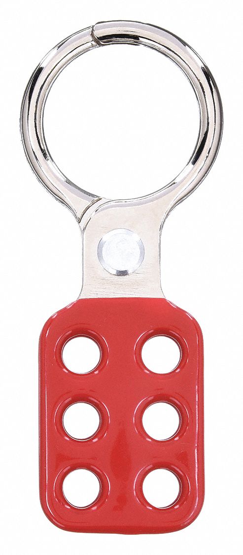 Lockout Hasp: 1.5 in Opening Size, Red, 6 Padlocks