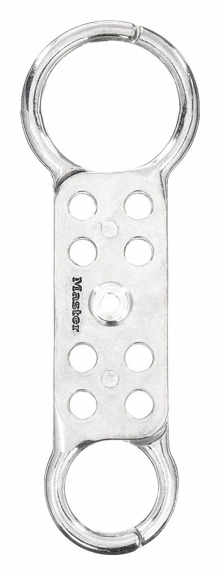 LOCKOUT HASP, 1½ IN/1 IN OPENING, SILVER, 8 PADLOCKS