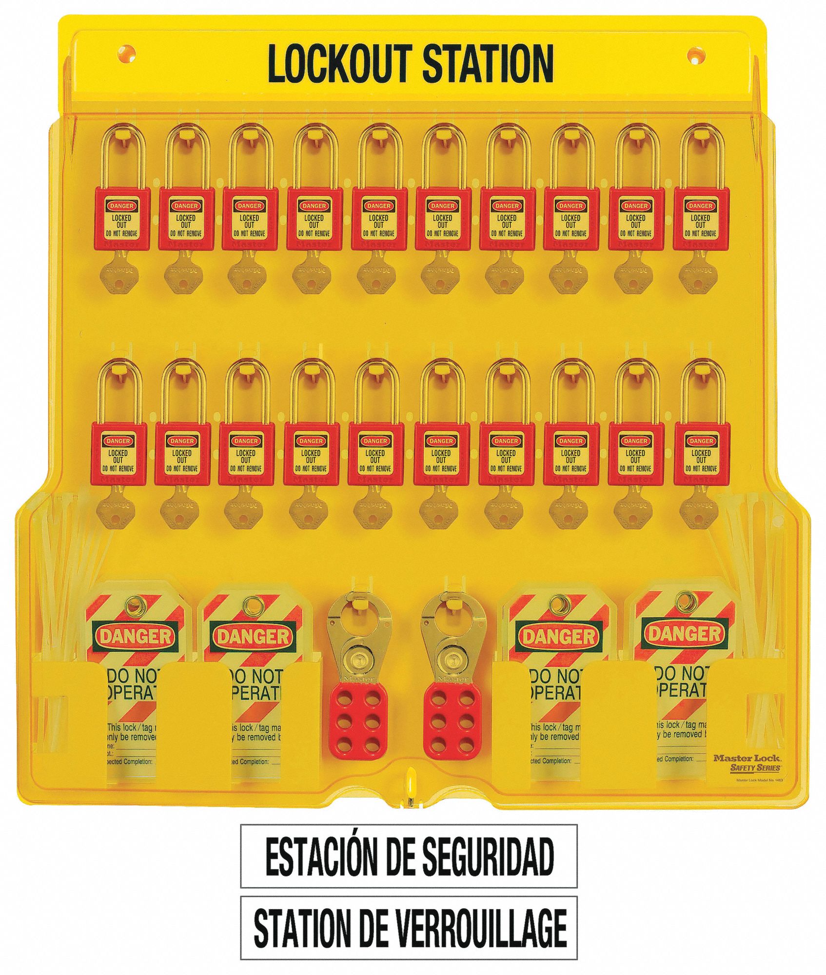 Lockout Station: 28 Components Included, Gen, Padlock Station, Keyed Different Padlocks