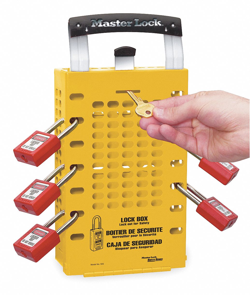 Master Lock Yellow Steel Group Lockout Box Max Number Of Padlocks 14 12 3 4 In X 6 3 8 In 2cjl2 503ylw Grainger