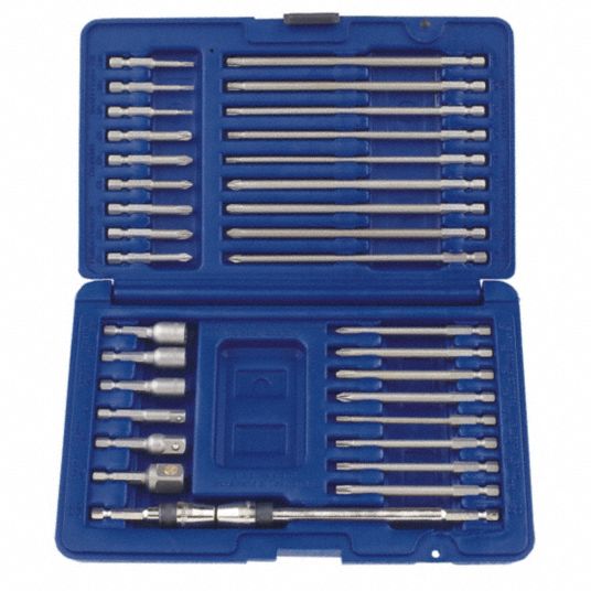 34-Piece Screwdriver Bit Set, 1/4 in Hex Shank Size - Grainger