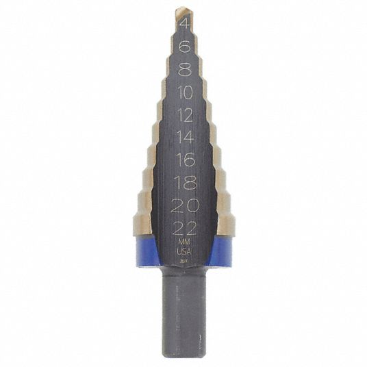 IRWIN Step Drill Bit, Cobalt, 10 Sizes, 4mm22mm 2CJT411104cb Grainger