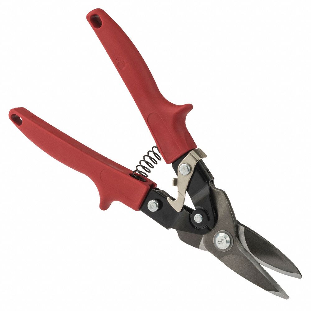 Aviation Snip: Left, 10 in Overall Lg, 1 1/2 in Cutting Lg, Steel, Plastic, Steel, Metal