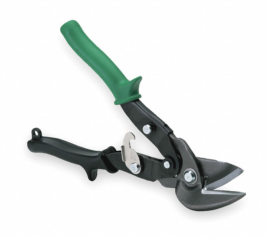 OFFSET SNIP, RIGH, 10 IN OVERALL L, 1 1/4 IN CUTTING L, STEEL, PLASTIC, STEEL, METAL