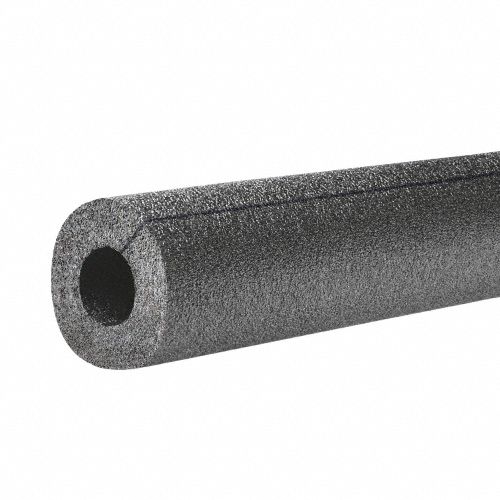 Pipe Insulation: Polyethylene, Semi-Slit, 3/4 in Thick, 1 7/8 in ID, 6 ft Lg, 3.9 R-Value, Black