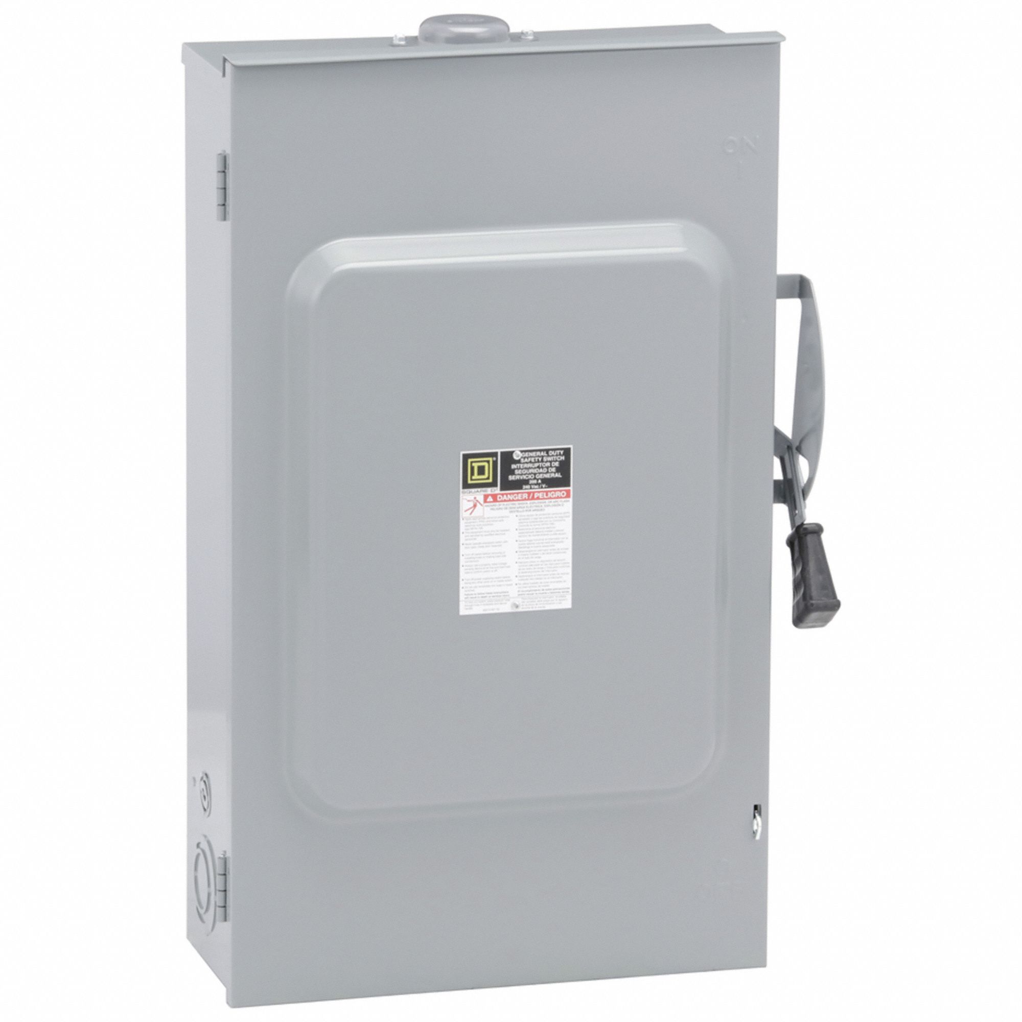 Safety Switch: Fusible, 200 A, Three Phase, 240V AC, Galvanized Steel, Indoor/Outdoor