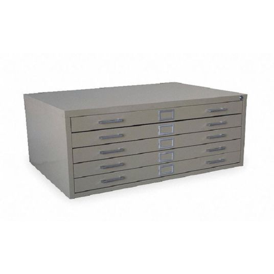 Zoro Select 2CLC3 Cabinet,Flat File,5 Drawer,Gray