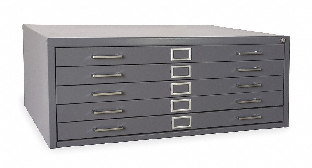 Zoro Select 2CLA9 Cabinet,Flat File,5 Drawer,Gray