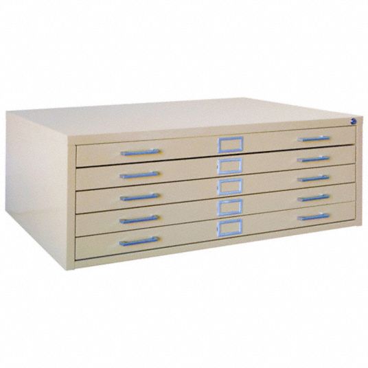 Zoro Select 2CLC1 Cabinet,Flat File,5 Drawer,Putty