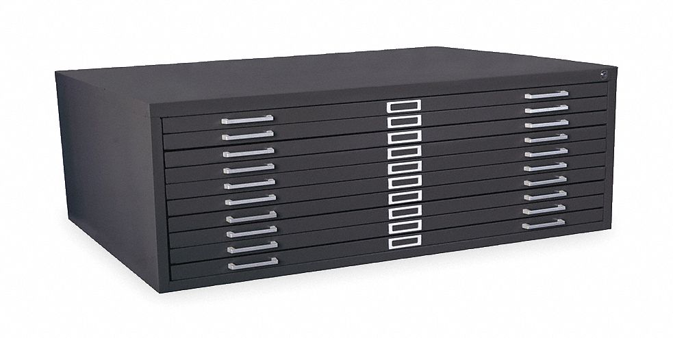 Grainger Approved Flat File Cabinet 10 Drawer Medium Black Powder Coated 35 1332 In 1977