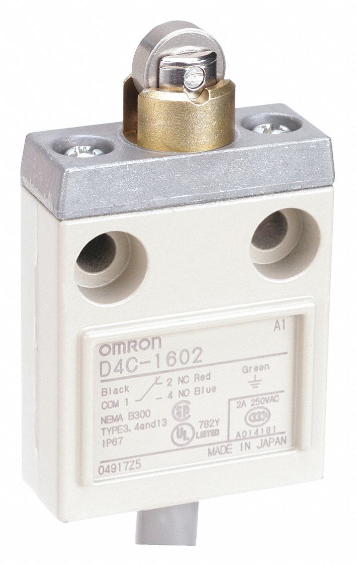 ROLLER PLUNGER LIMIT SWITCH, ROLLER PLUNGER, METALLIC, MOMENTARY, D4C