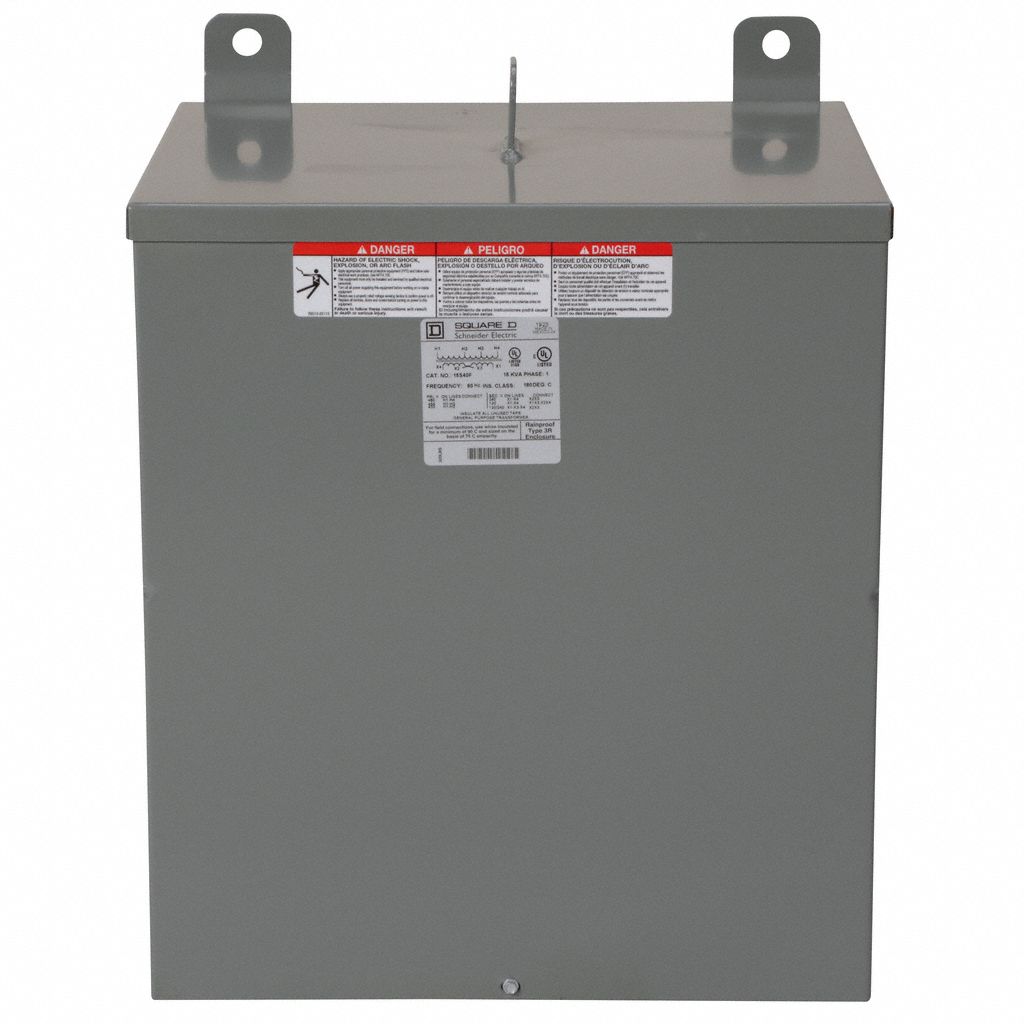 Dry Type Power Distribution Transformer: 480V AC, 120V AC/240V AC, Wall, Copper