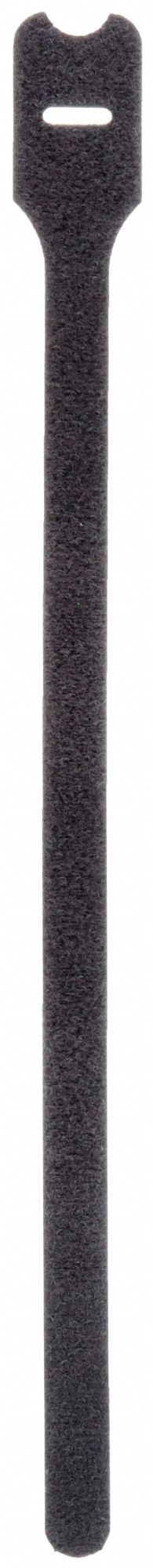 HOOK-AND-LOOP CABLE TIE, 8 IN L, 1.91 IN, 0.5 IN W, NYLON/POLYETHYLENE, BLACK, 10 PK