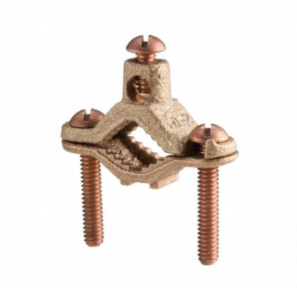 Grounding Connector: Bronze, 10 AWG SOL to 2 AWG STR Grounding Wire Size, 1 Grounding Wires