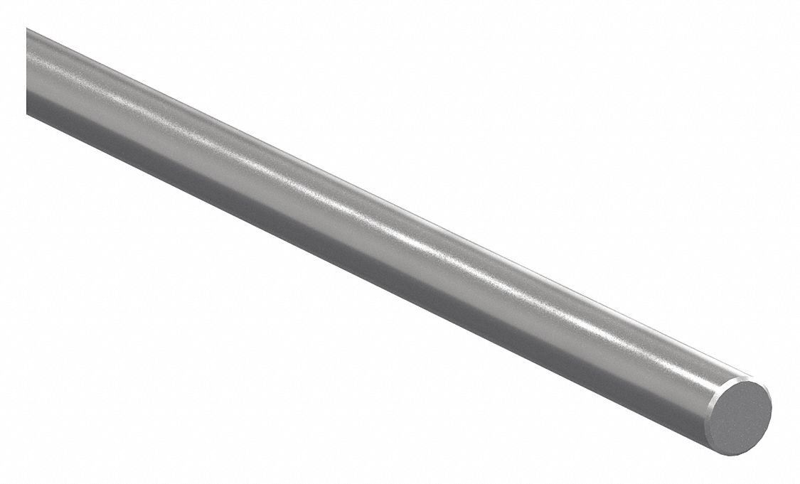 Linear Shaft: Solid Shaft, 1/2 in Dia, 12 in Lg, Stainless Steel, Polished, 50 HRC