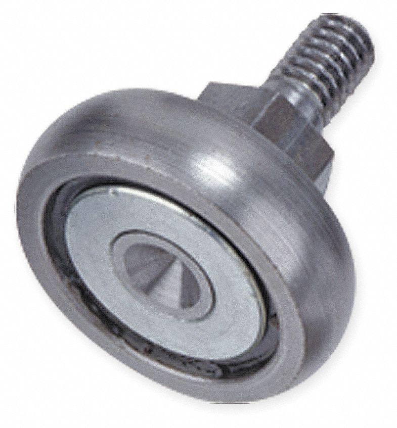 PBC LINEAR 1.38 in Roller Dia. Crowned Stud Cam Follower;Plain Face