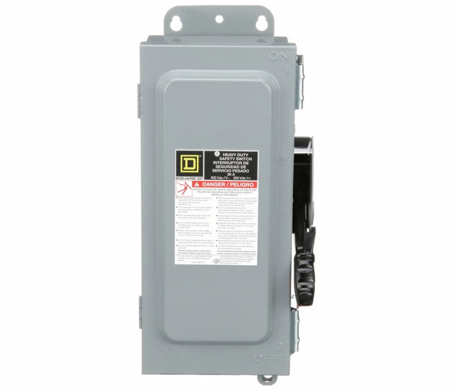 SQUARE D Interruptor de Seguridad, Tipo de Carcasa NEMA 12, 30 Amperes ...