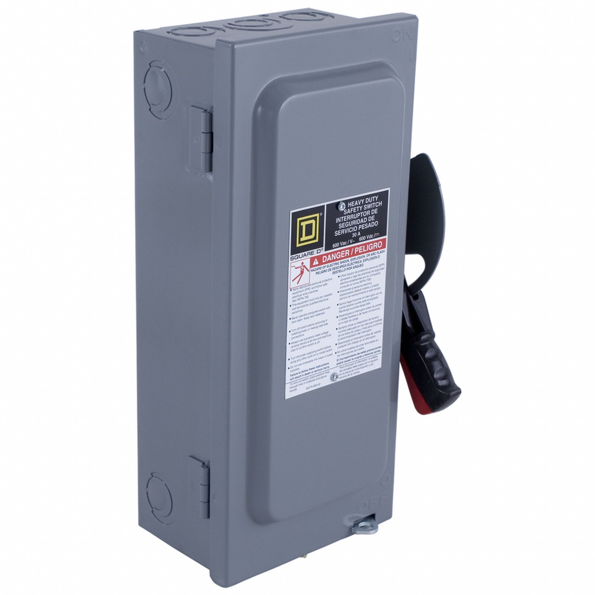 Safety Switch: Non-Fusible, 100 A, Three Phase, 600V AC, Galvanized Steel, Indoor