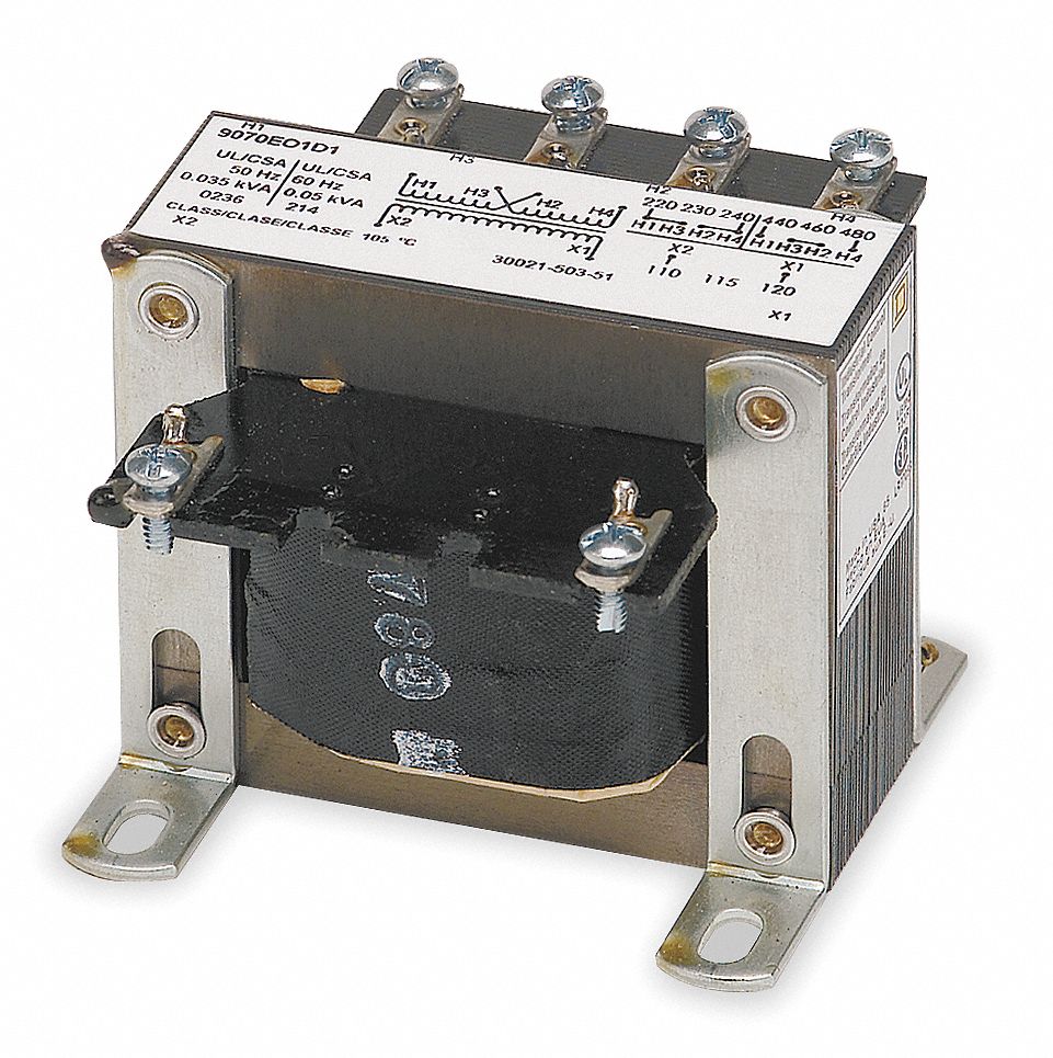 SQUARE D Control Transformer: 240V AC/480V AC, 120V AC, Foot, 50 VA VA  Rating - Transformer