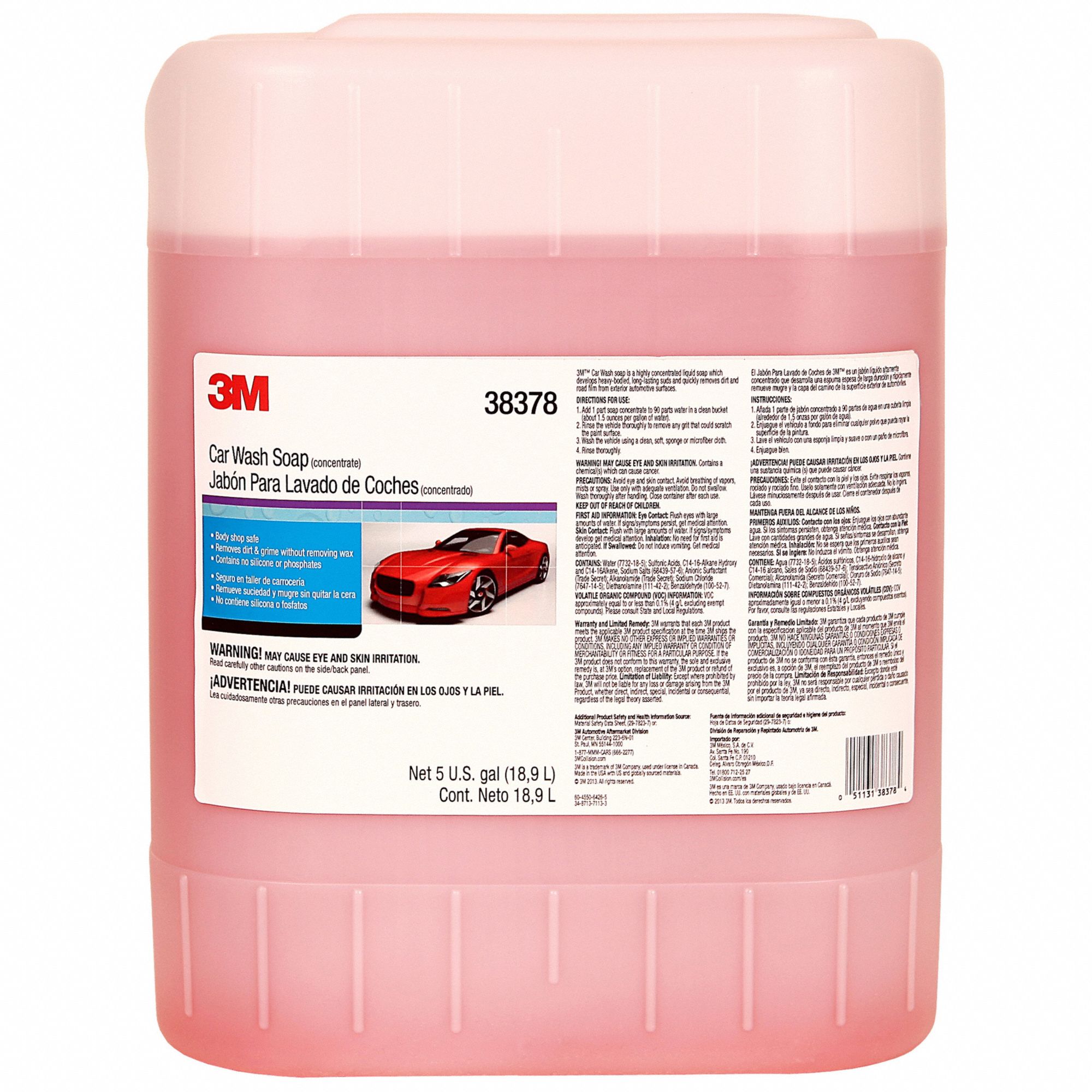 3M 38378 Body Shop Clean-Up Car Wash Soap Pail - 5 Gallon