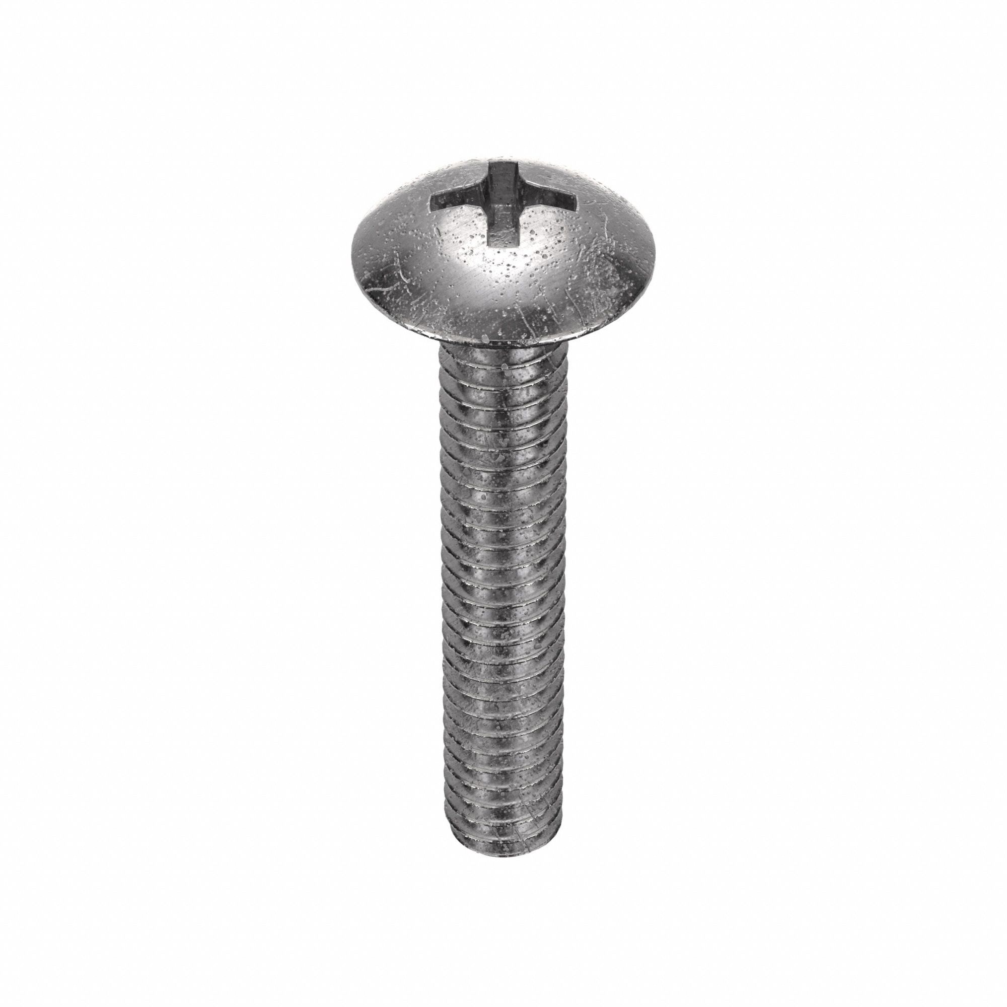 Machine Screw: 1/4"-20 Thread Size, 1 1/2 in Lg, 18-8, Stainless Steel, Plain, Truss, 50 PK