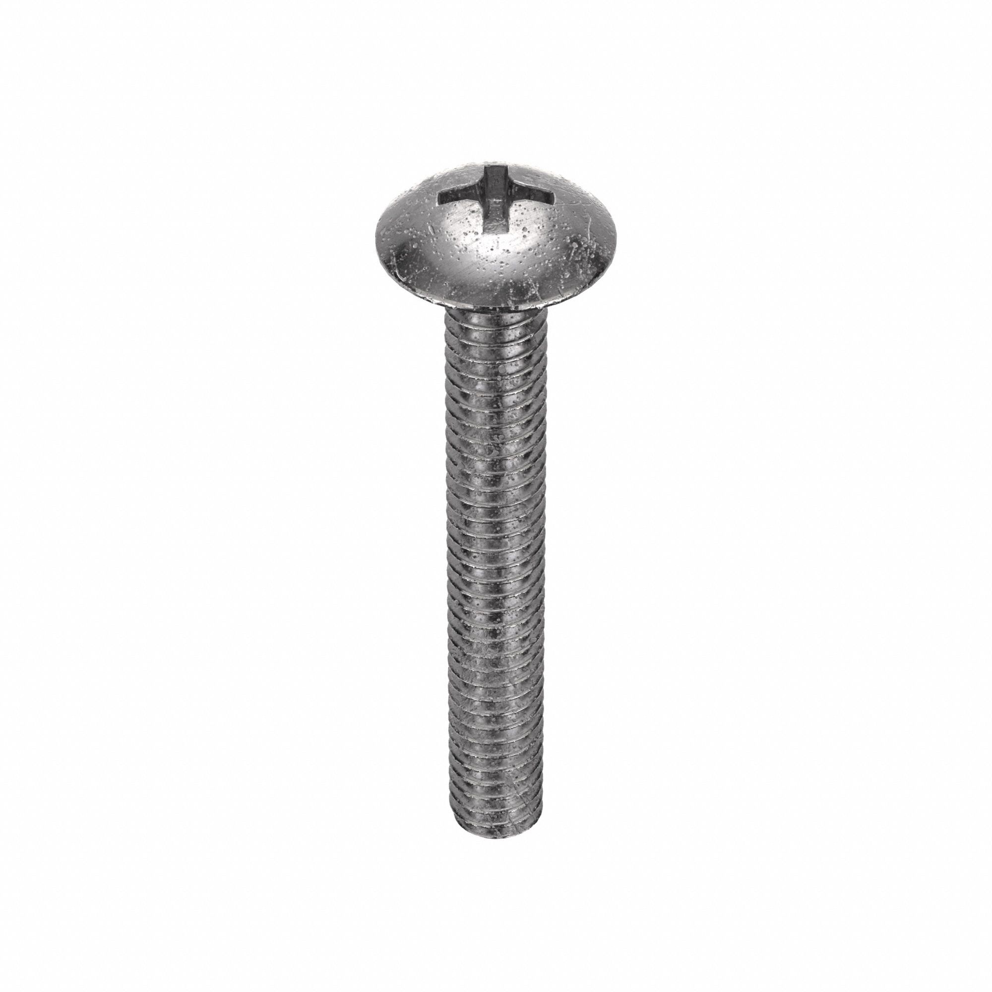 Machine Screw: 1/4"-20 Thread Size, 1 3/4 in Lg, 18-8, Stainless Steel, Plain, Truss, 50 PK