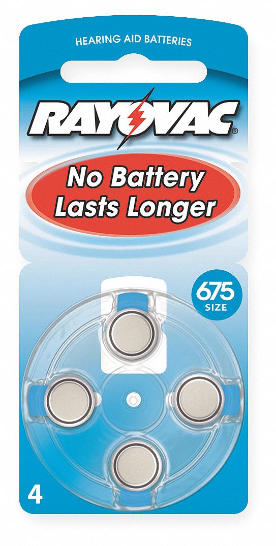 Rayovac 675 Hearing Aid Battery Ansi Neda 7005zd Iec Pr 70 Zinc Air 1 4v Dc Diameter 0 450 In 2cur5 L675zala Grainger