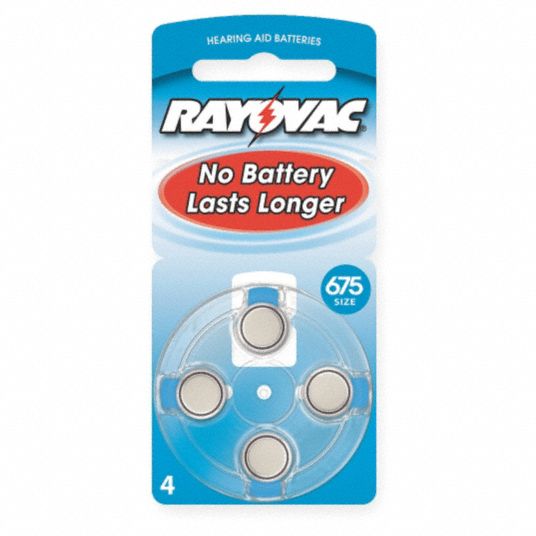 Rayovac 675 Hearing Aid Battery Ansi Neda 7005zd Iec Pr 70 Zinc Air 1 4v Dc Diameter 0 450 In 2cur5 L675zala Grainger