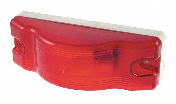 SIDE TURN MARKER LAMP, INCANDESCENT, STOP LIGHT, RED, RECTANGULAR, 2 IN OVERALL H, PIGTAIL