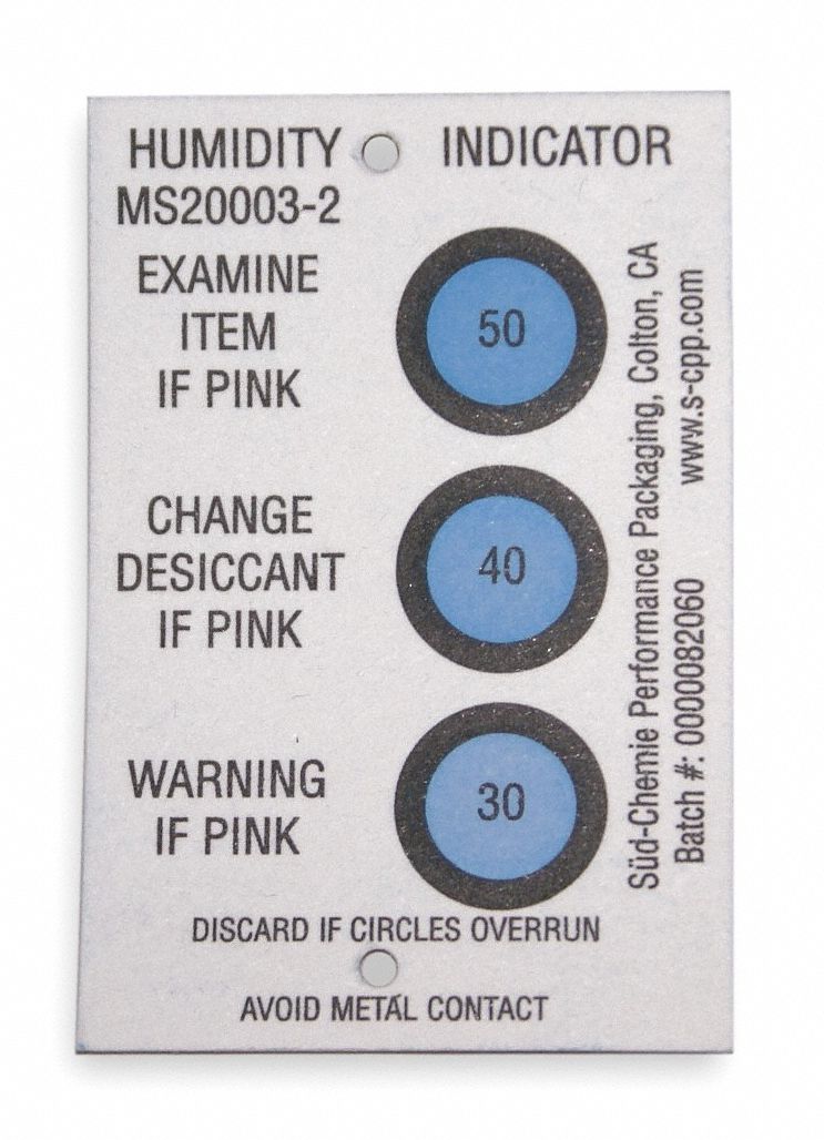 SUD CHEMIE Humidity Indicator, Width 2 in, Length 3 in, PK 125 - 2CXG7 ...