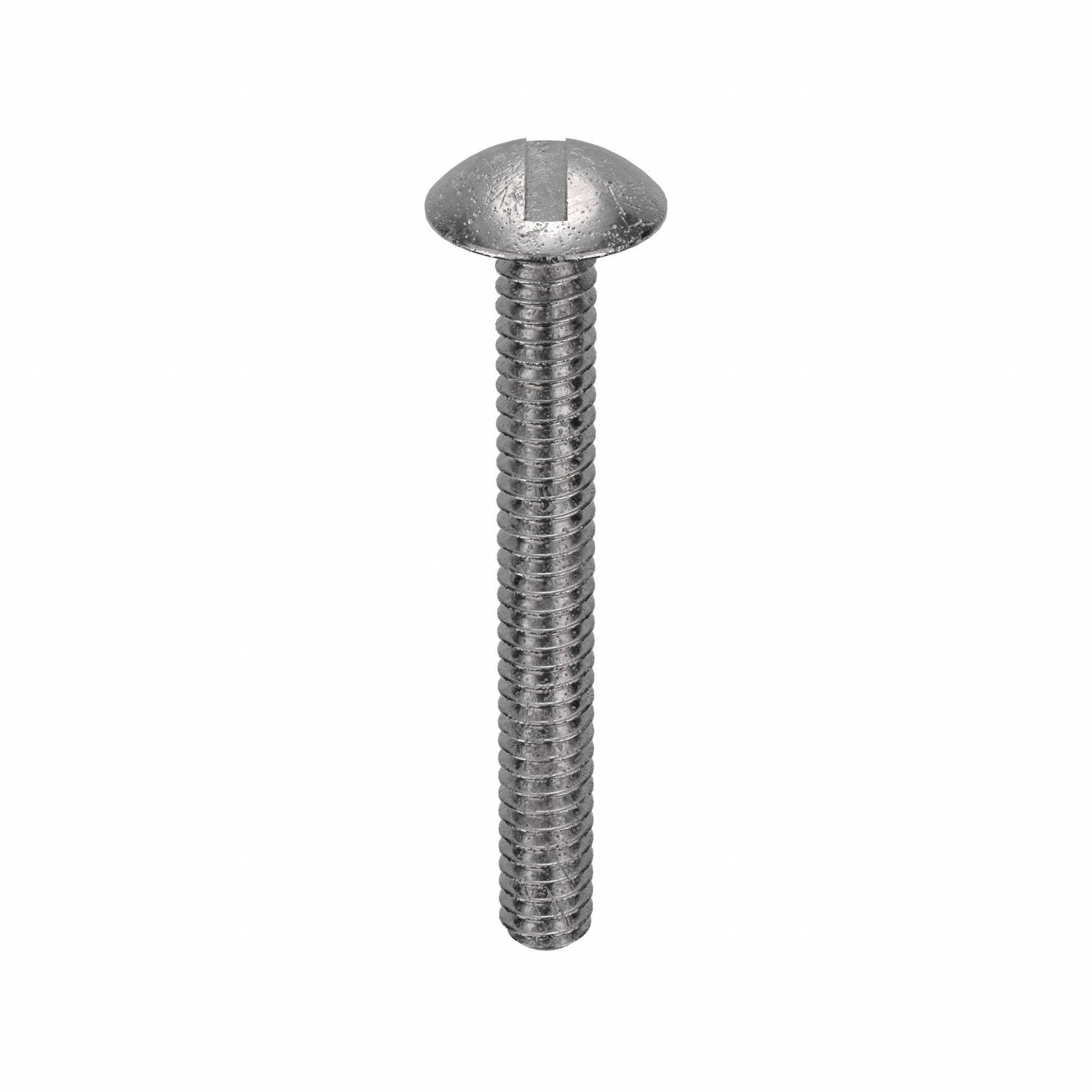 Machine Screw: #10-24 Thread Size, 1 1/2 in Lg, 18-8, Stainless Steel, Plain, Truss, Slotted, 100 PK