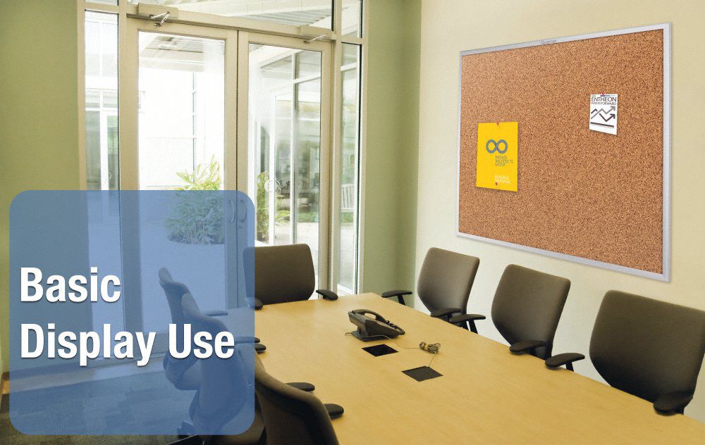 QUARTET Bulletin Board 48 in Ht, 72 in Wd, Brown, Silver, Mounting