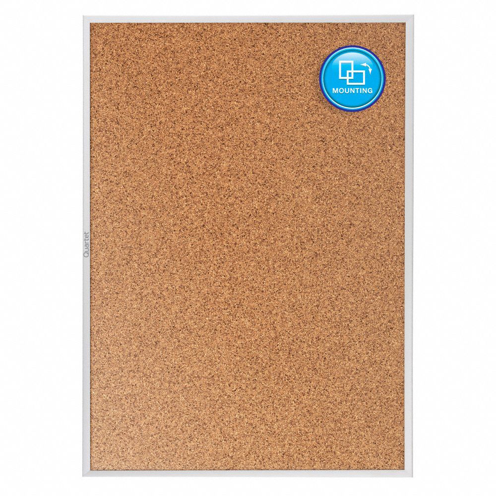QUARTET Bulletin Board 48 in Ht, 96 in Wd, Brown, Silver, Mounting