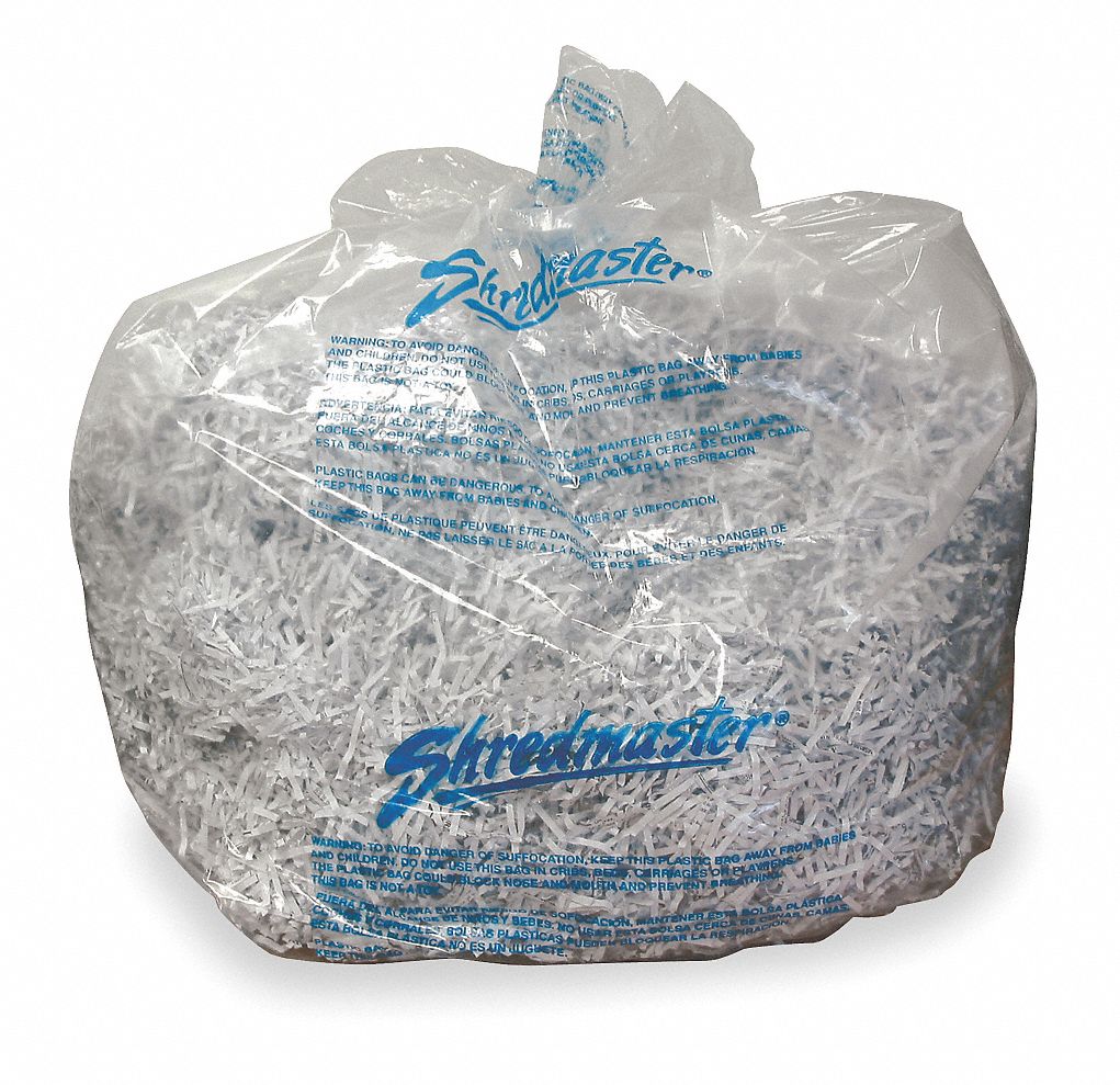 Shredder Bags: 9 gal Size, For 1757270/1757280/1757320/1757380, Clear Plastic, 100 PK