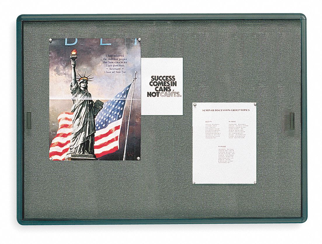 QUARTET, Fabric, 48 in Wd, Enclosed Bulletin Board 2CY762364S Grainger