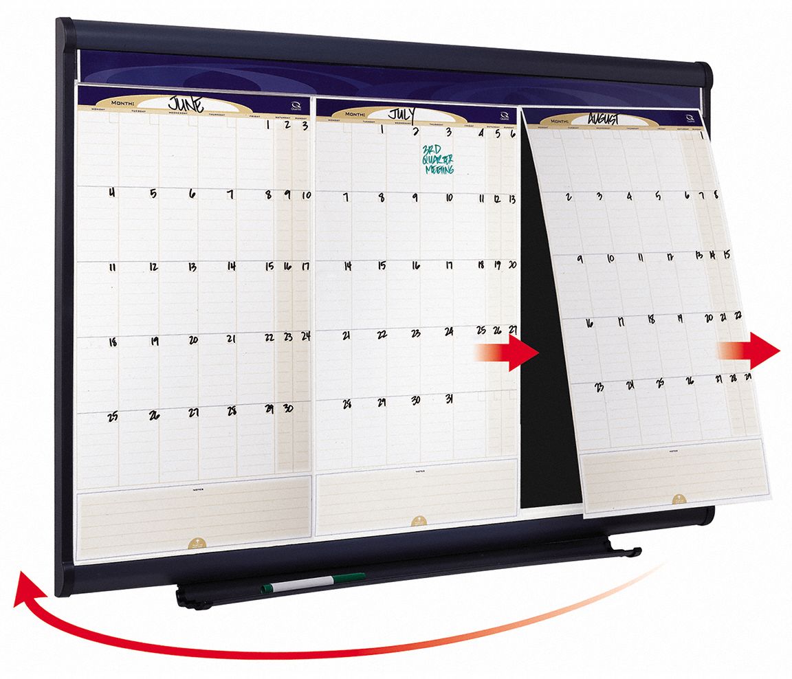 QUARTET Gloss Calendar Planning Board, 24 inH x 36 inW, White 2CY89