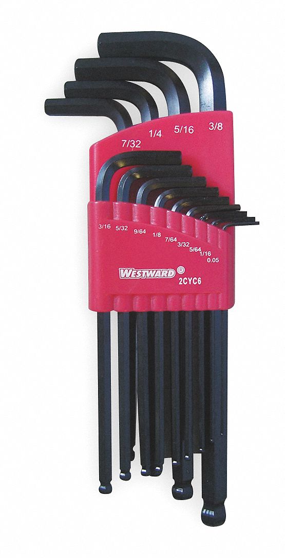 BALL END HEX KEY SET,0.050 - 3/8 IN