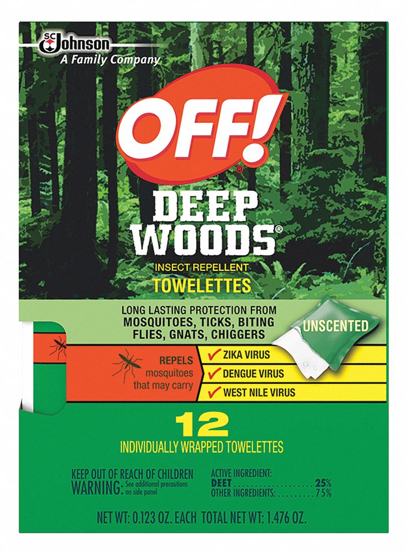 OFF Insect Repellent Wipes,25% DEET,PK12 - 2CYE1|611072 - Grainger