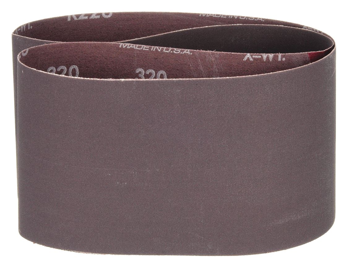 SANDING BELT, 6 IN W X 48 IN L, ALUMINUM OXIDE, 320 GRIT, X WEIGHT COTTON BACKING, R228 METALITE