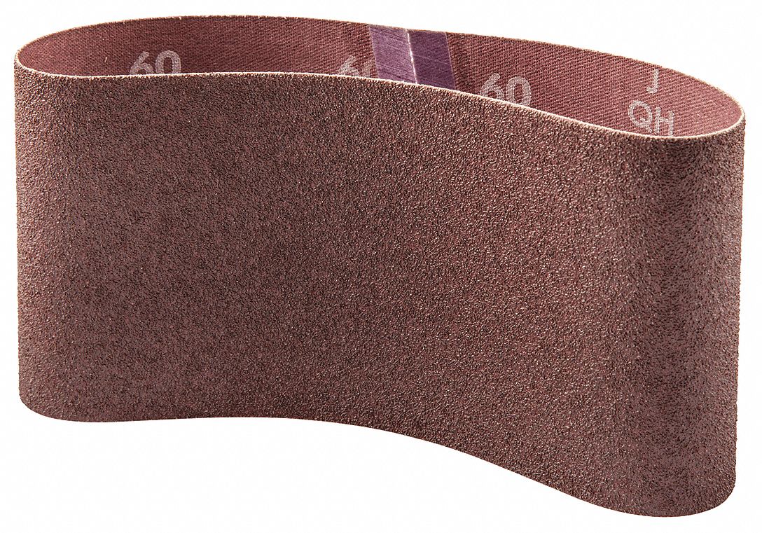 Sanding Belt: 3 1/2 in W x 15 1/2 in L, Aluminum Oxide, 60 Grit, X Wt Cotton Backing