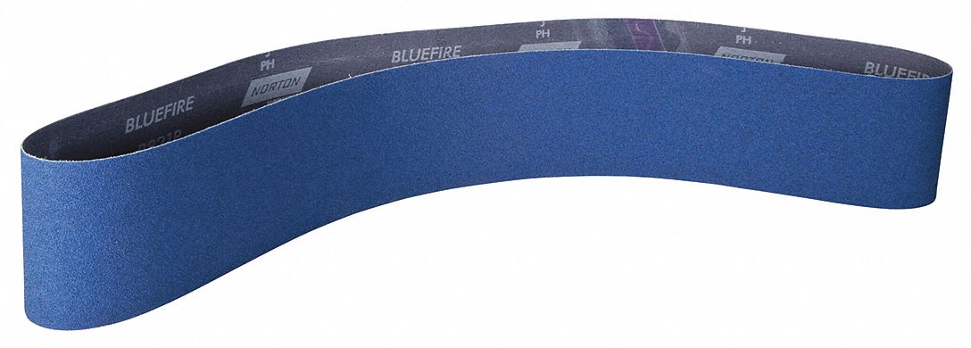Sanding Belt: 2 1/2 in W x 60 in L, Zirconia Alumina, 60 Grit, Y Wt Cotton Backing
