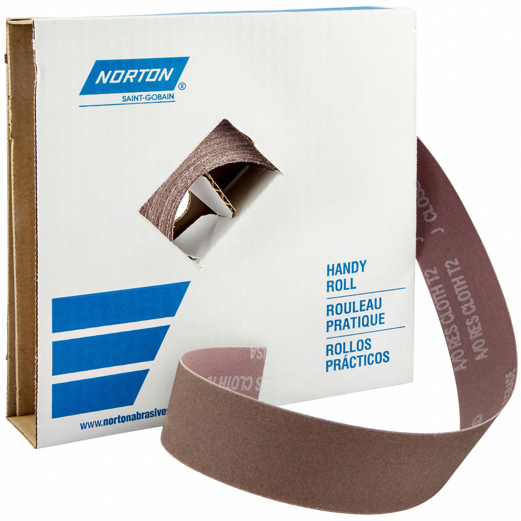 NORTON Very Fine Aluminum Oxide Abrasive Roll, 150 ft L X 1 1/2 in W