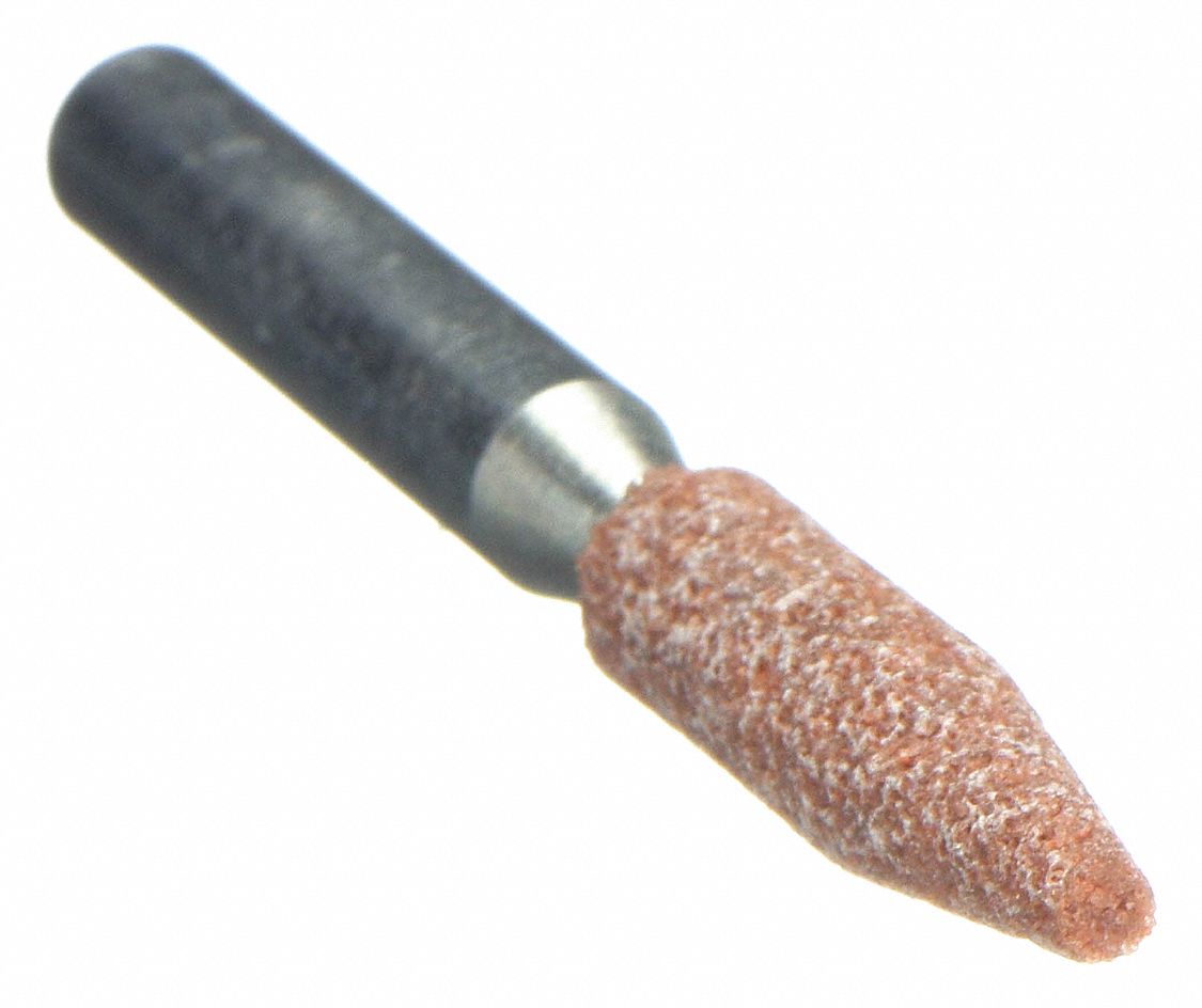 VITRIFIED MOUNTED POINT, ¼ IN DIAMETER, ALUMINUM OXIDE, 60 GRIT, A15