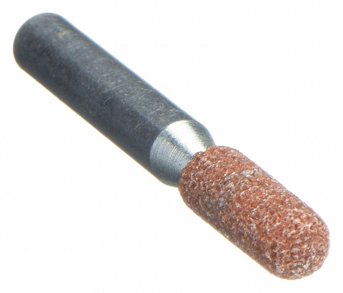 VITRIFIED MOUNTED POINT, ¼ IN DIAMETER, ALUMINUM OXIDE, 60 GRIT, A24