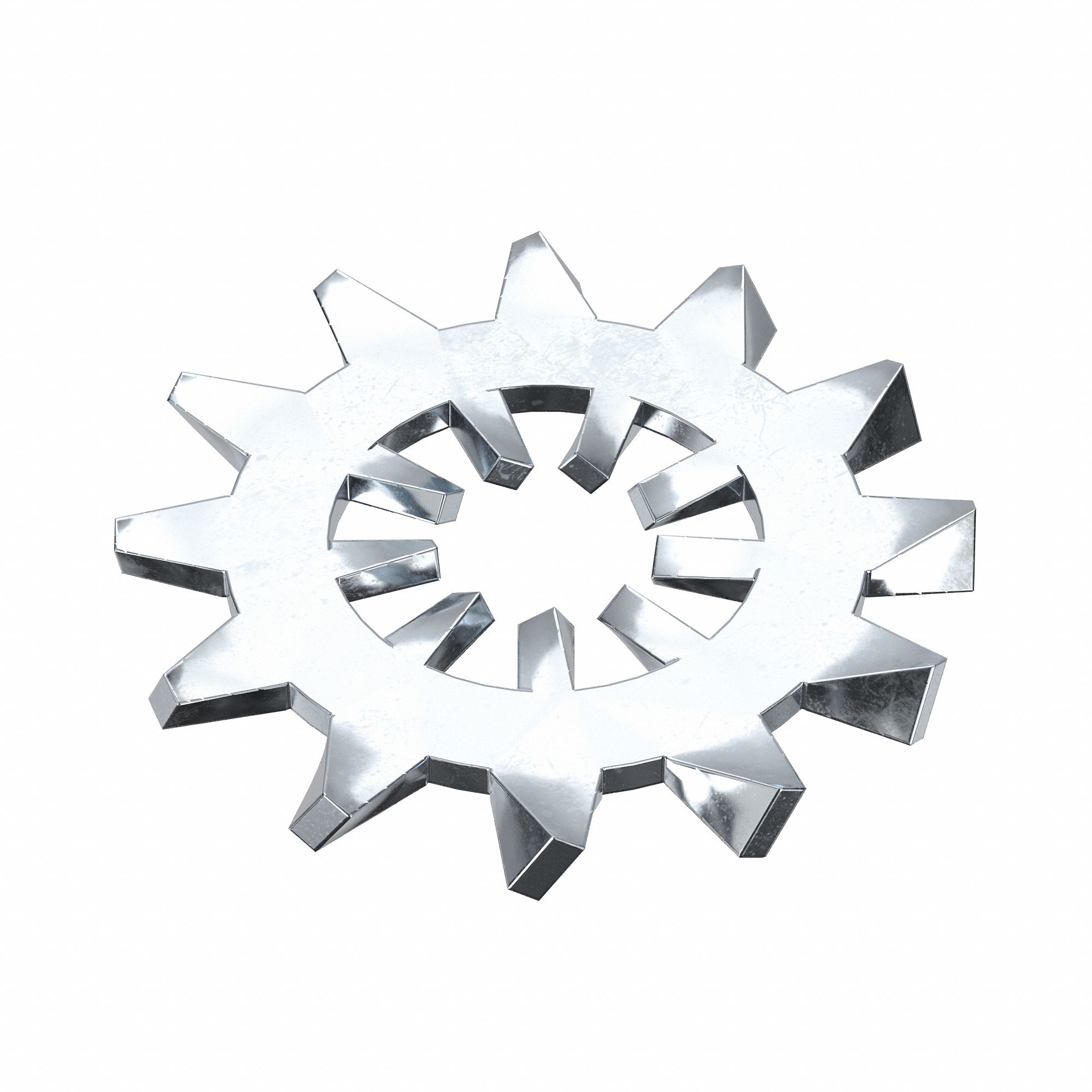 Internal & External Tooth Lock Washer: Case Hardened, Zinc Plated, Steel, #4 Screw Sz, 100 PK