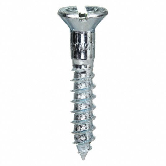 Wood Screw: #10 Size, 2 1/2 in Lg, Steel, Zinc Plated, Flat, Phillips, ASME  B18.6.1, 100 PK