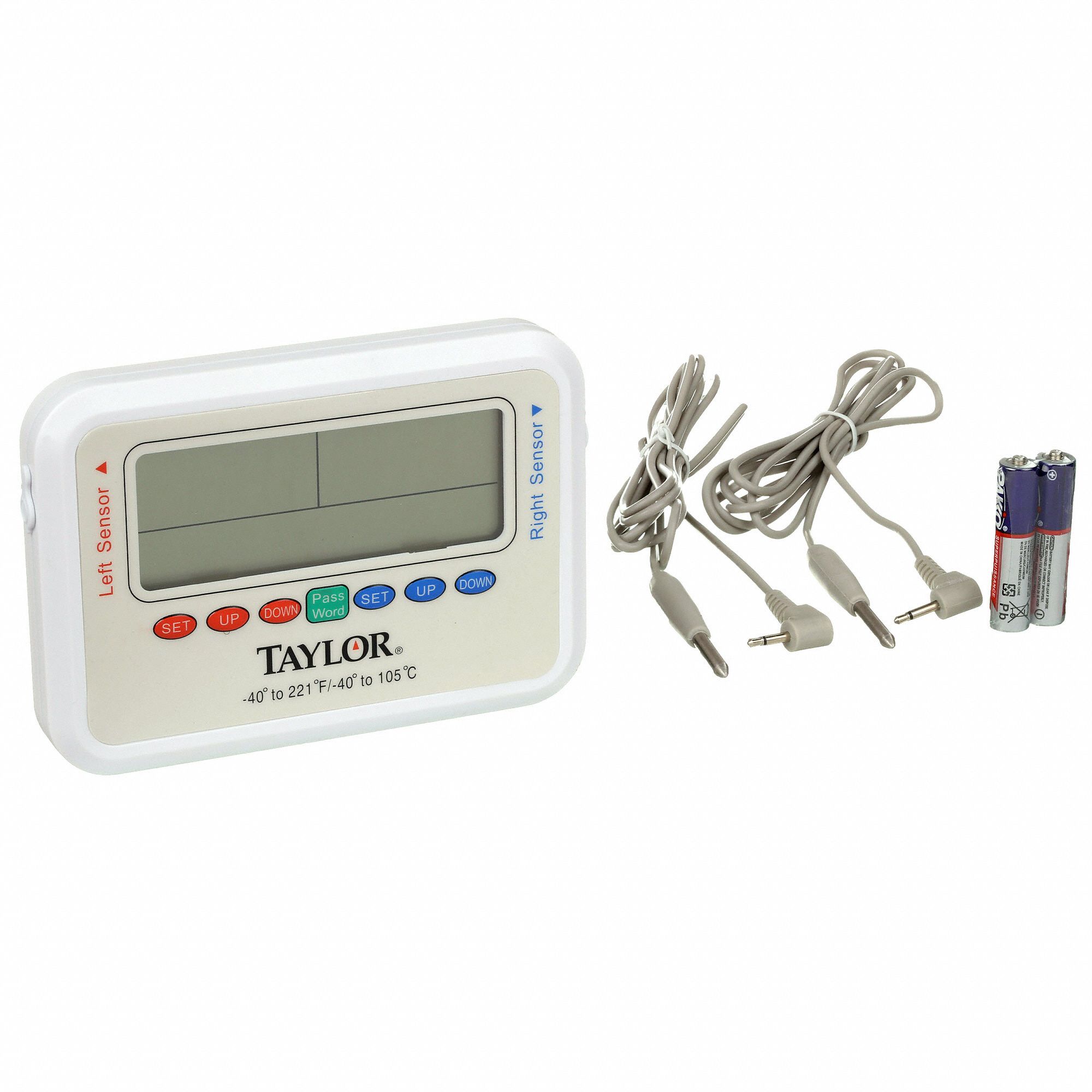 TAYLOR Temperature Alarm Logger, (2) 316L Stainless Steel Bullet Probes