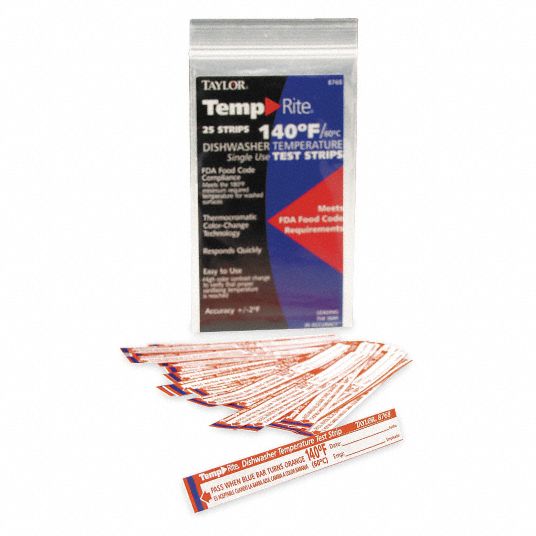 TAYLOR Dishwasher Test Strip, PK25 2DBE48768 Grainger